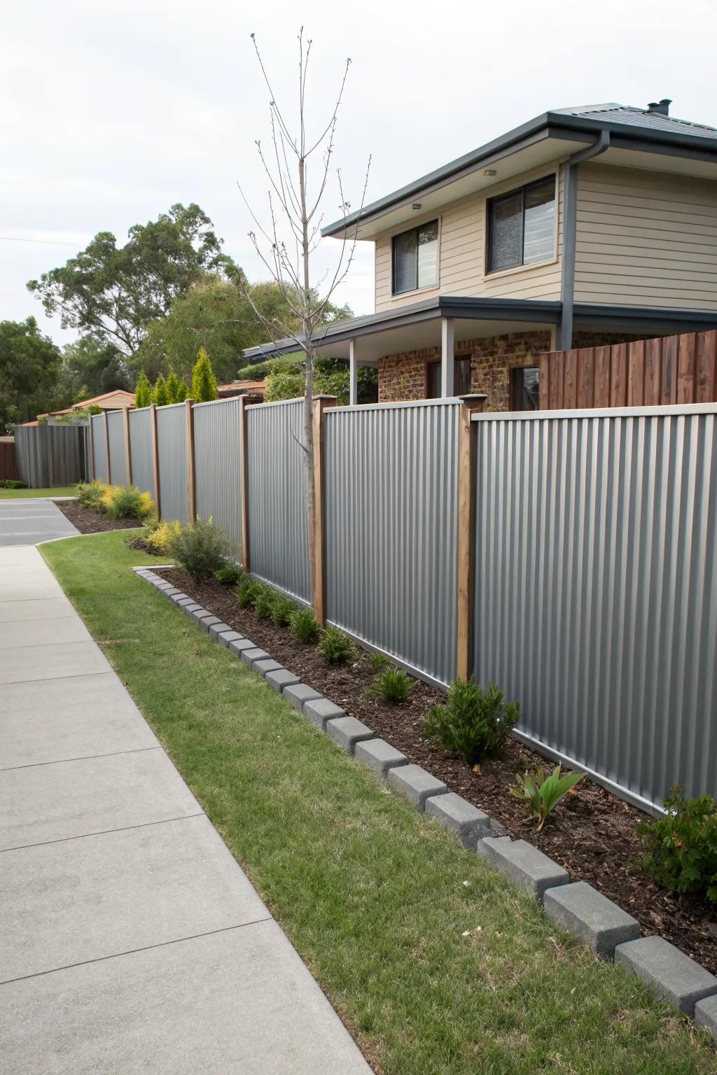 Corrugated metal panels bring an industrial chic vibe.