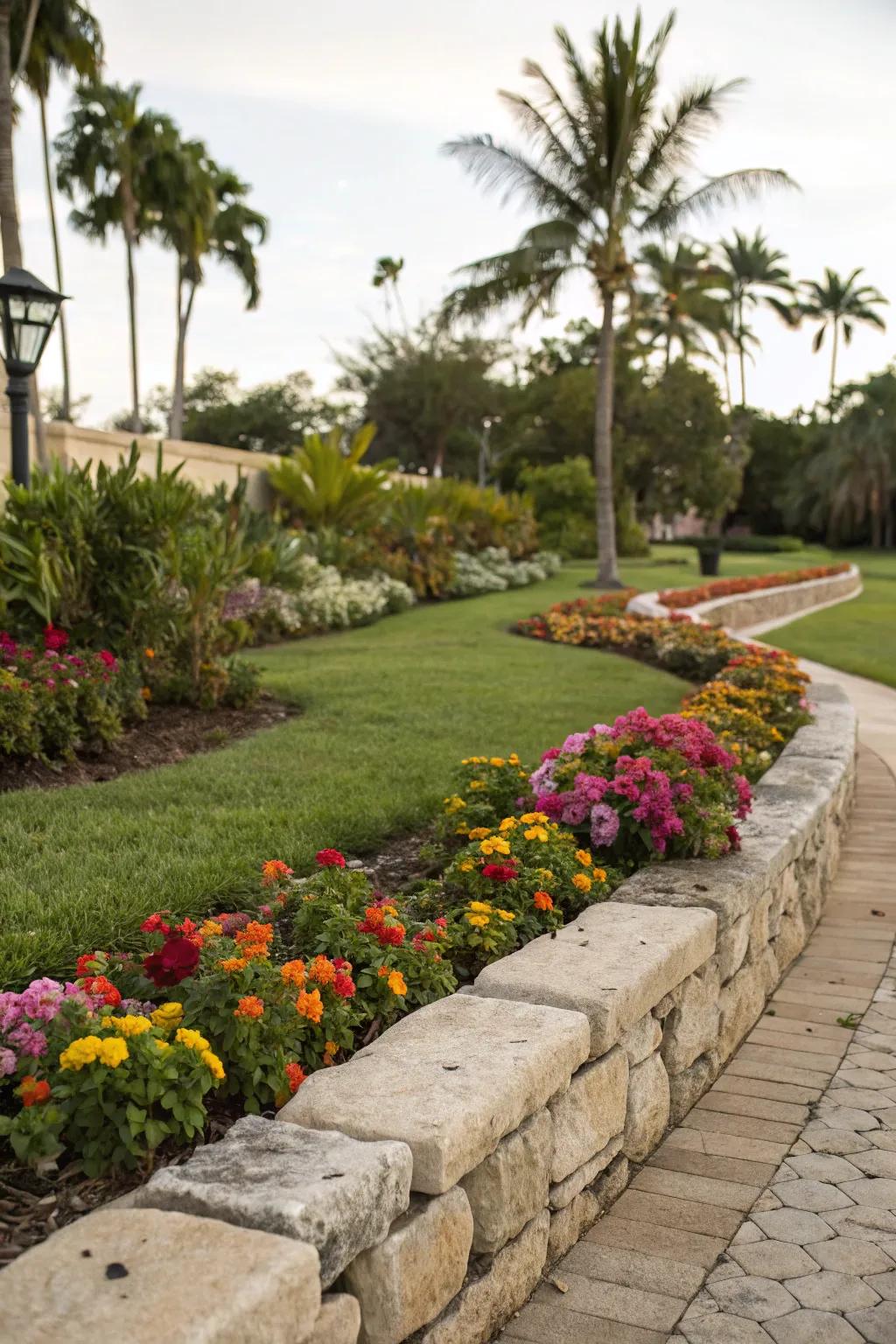 Well-defined borders using stones bring a polished look to your flower beds.