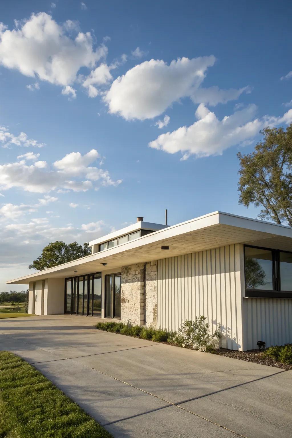 Achieve architectural harmony with flat or low-pitched roofs.