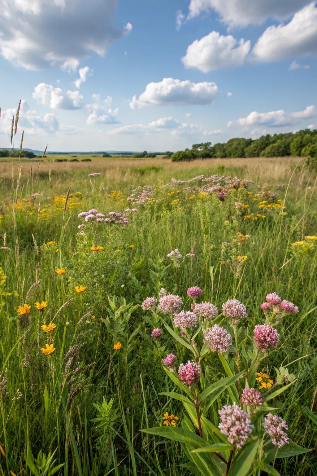 A wildflower meadow that supports local wildlife.