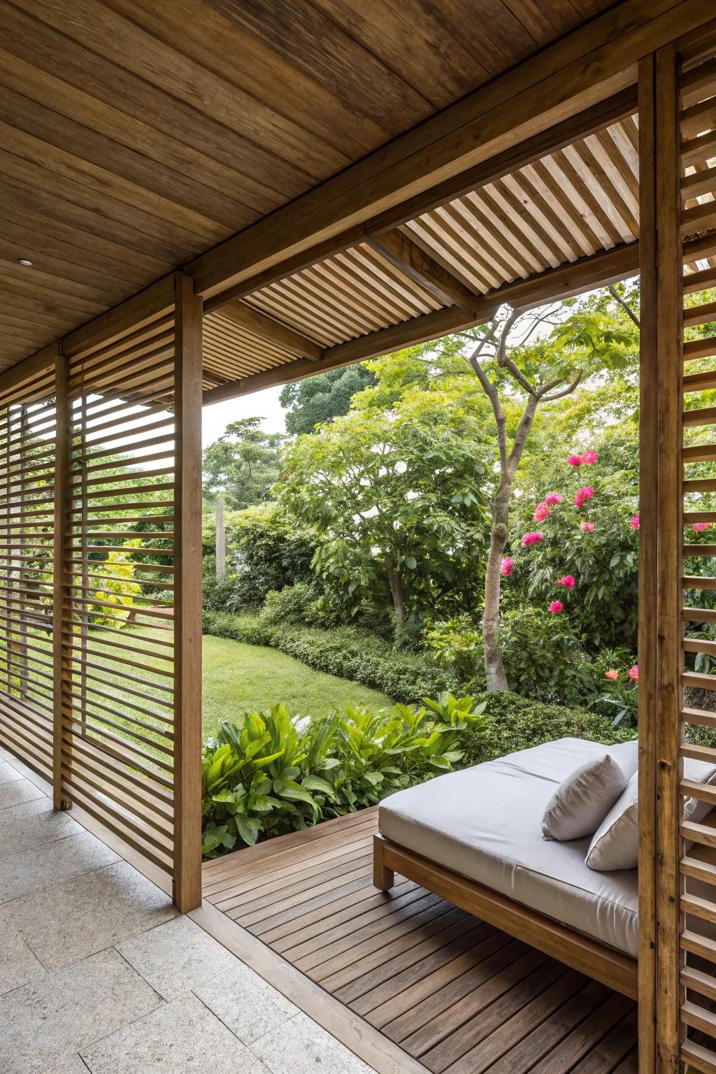 An open-air cabana offering fresh air and views.