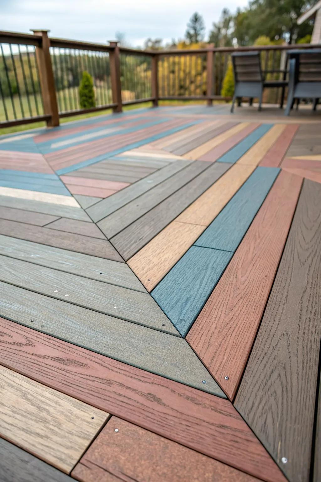 Mixing colors and textures adds visual interest to your deck.