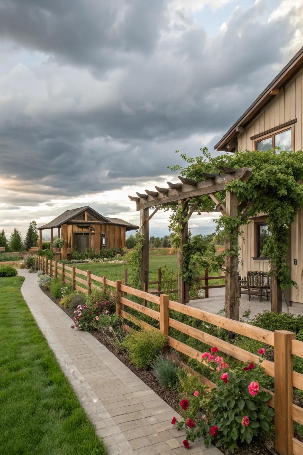 Wooden elements add warmth and character to your yard.