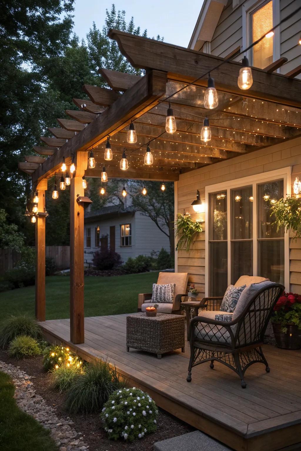 Lighting that transforms your pergola into an evening retreat.