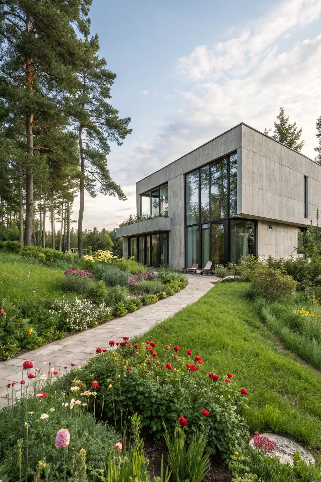 Concrete cladding offers a unique blend of industrial and cozy aesthetics.