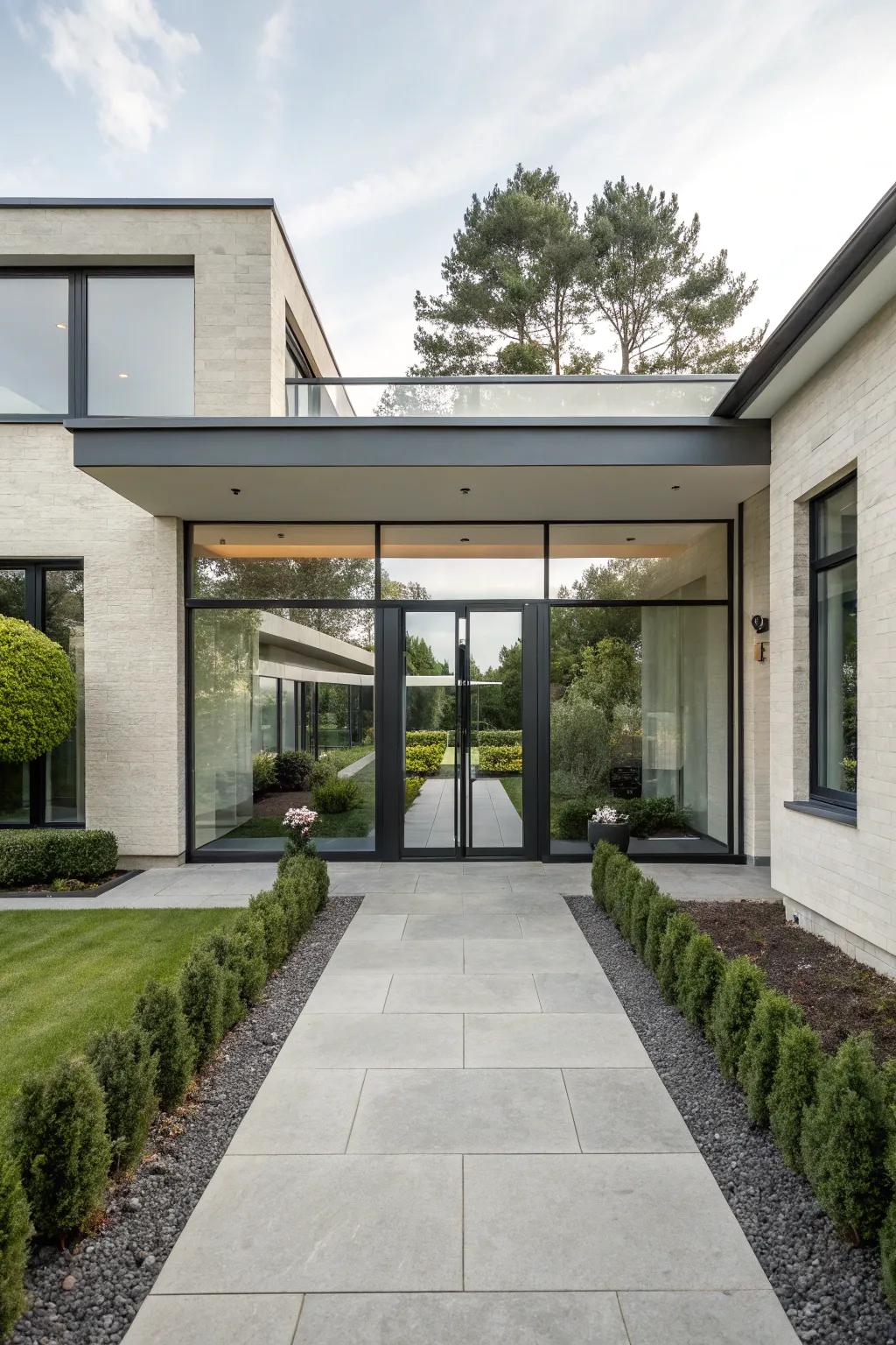 Symmetry brings balance to this modern entrance.