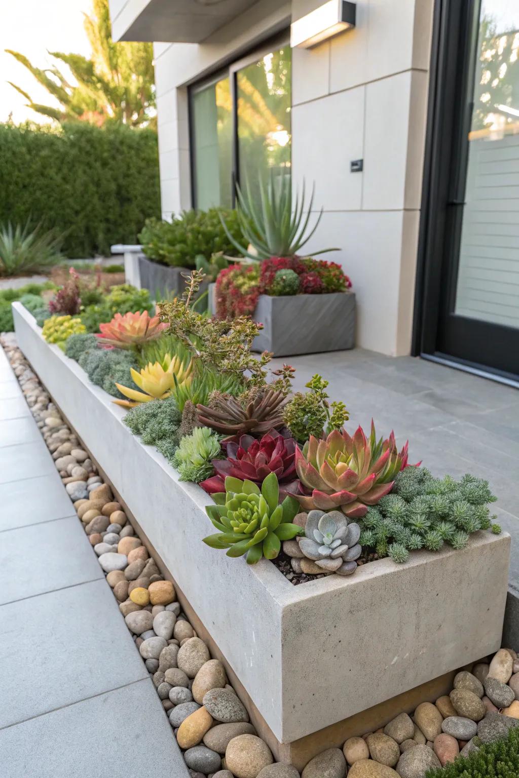 Succulents add a modern, low-maintenance twist.