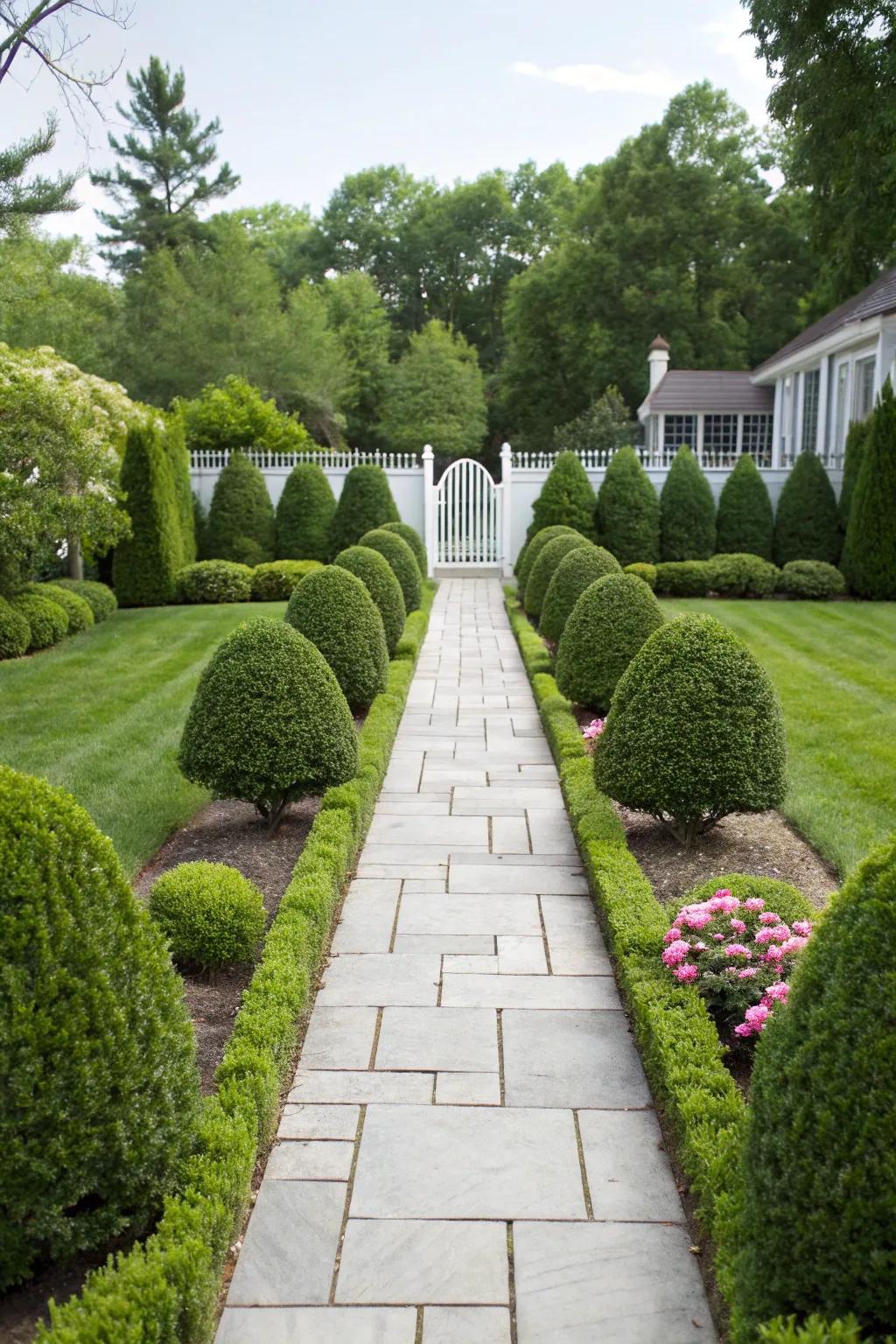 Symmetrical plantings offer a sense of balance and harmony.