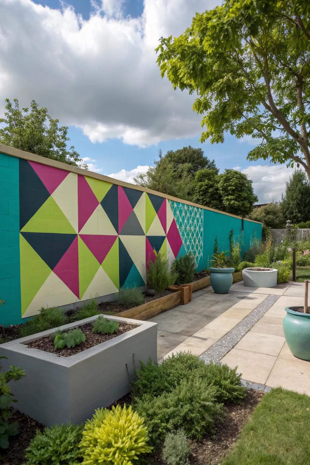 Geometric patterns offer a stylish update to any outdoor wall.