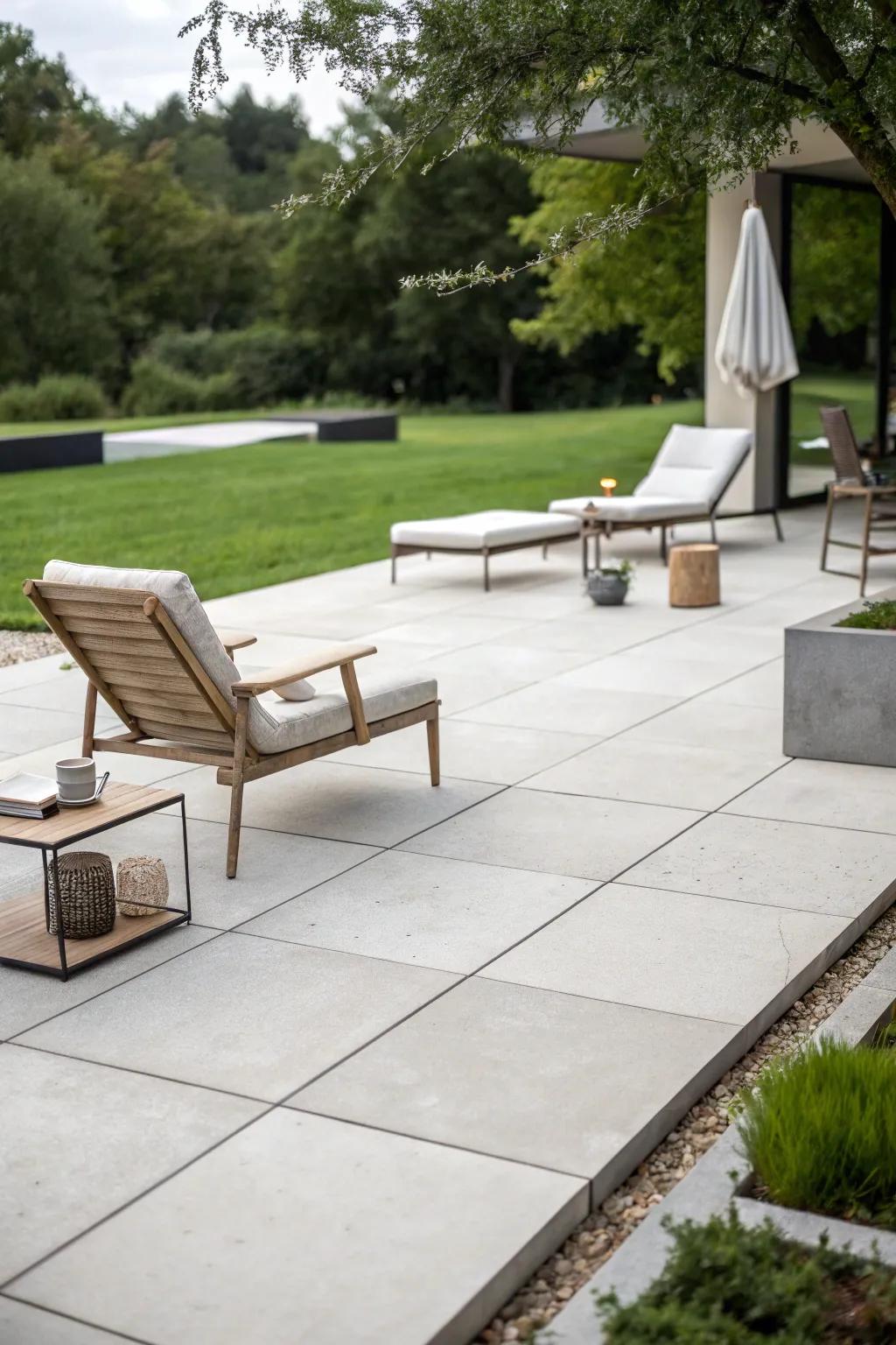 Embrace simplicity with large, sleek paver designs.