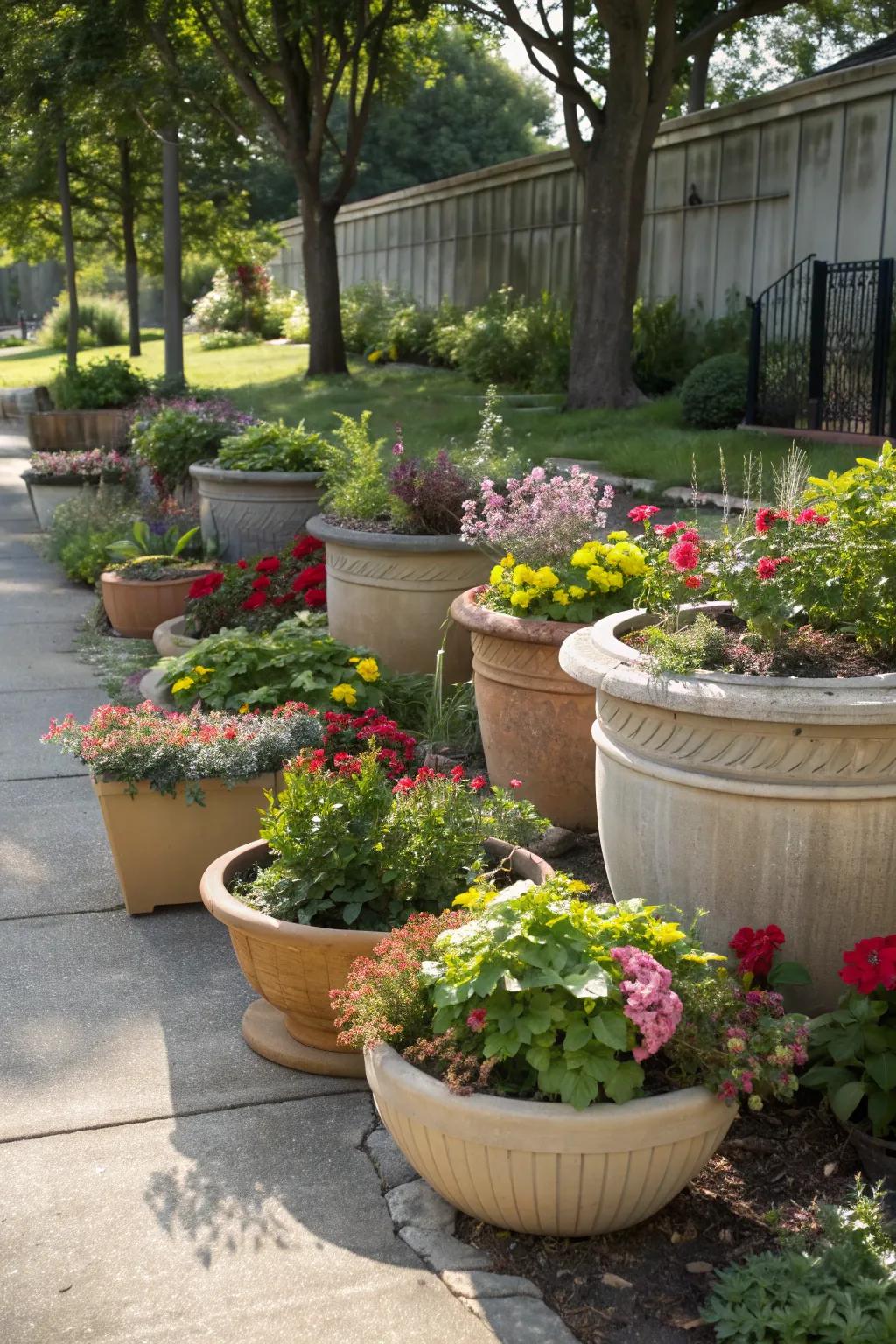 Grouped planters create captivating visual interest.