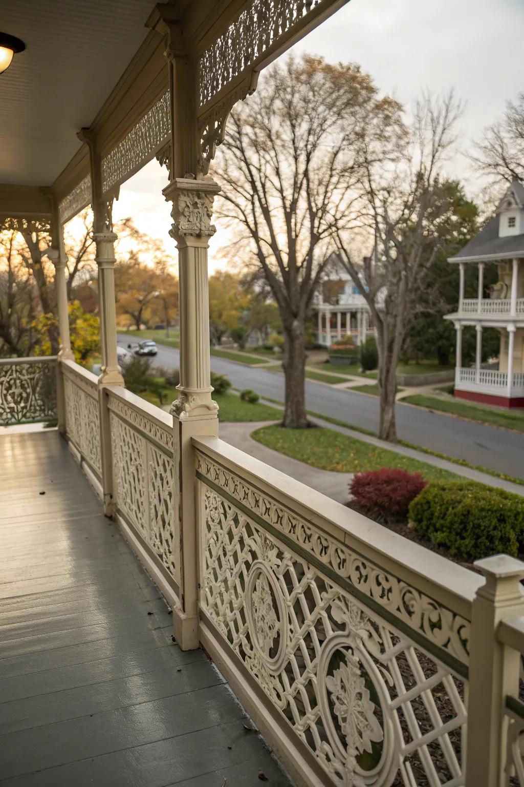 Geometric patterns offer a unique and eye-catching porch design.