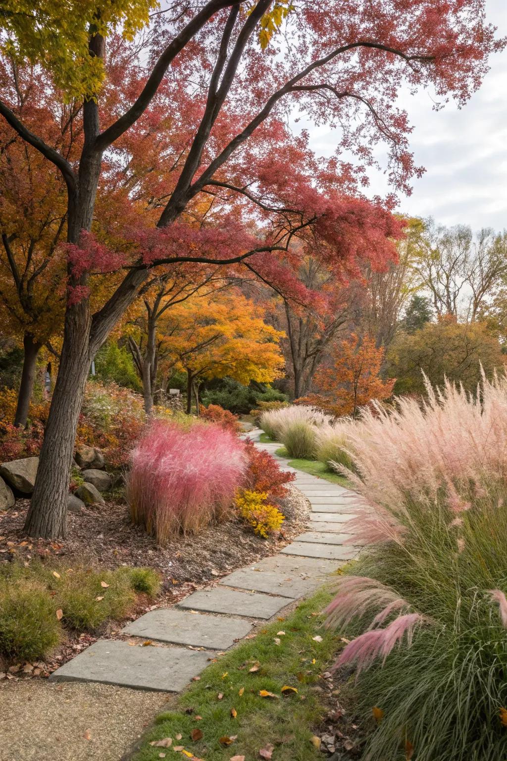 Muhly grass providing seasonal interest with its fall plumes.