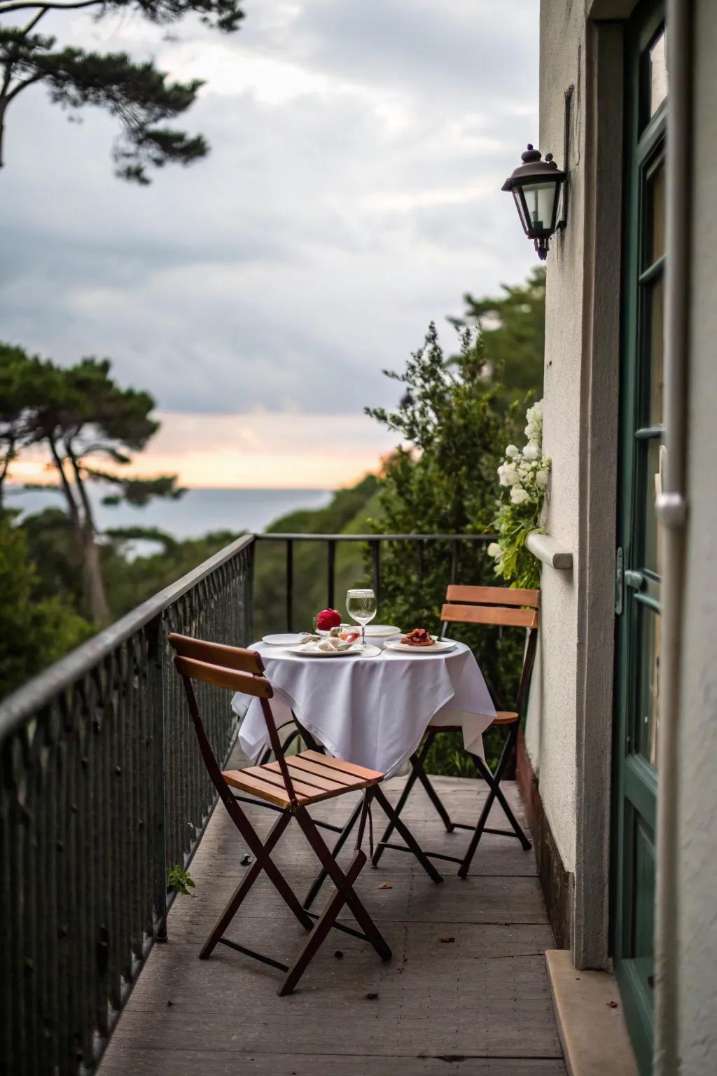 A compact dining nook perfect for intimate meals.