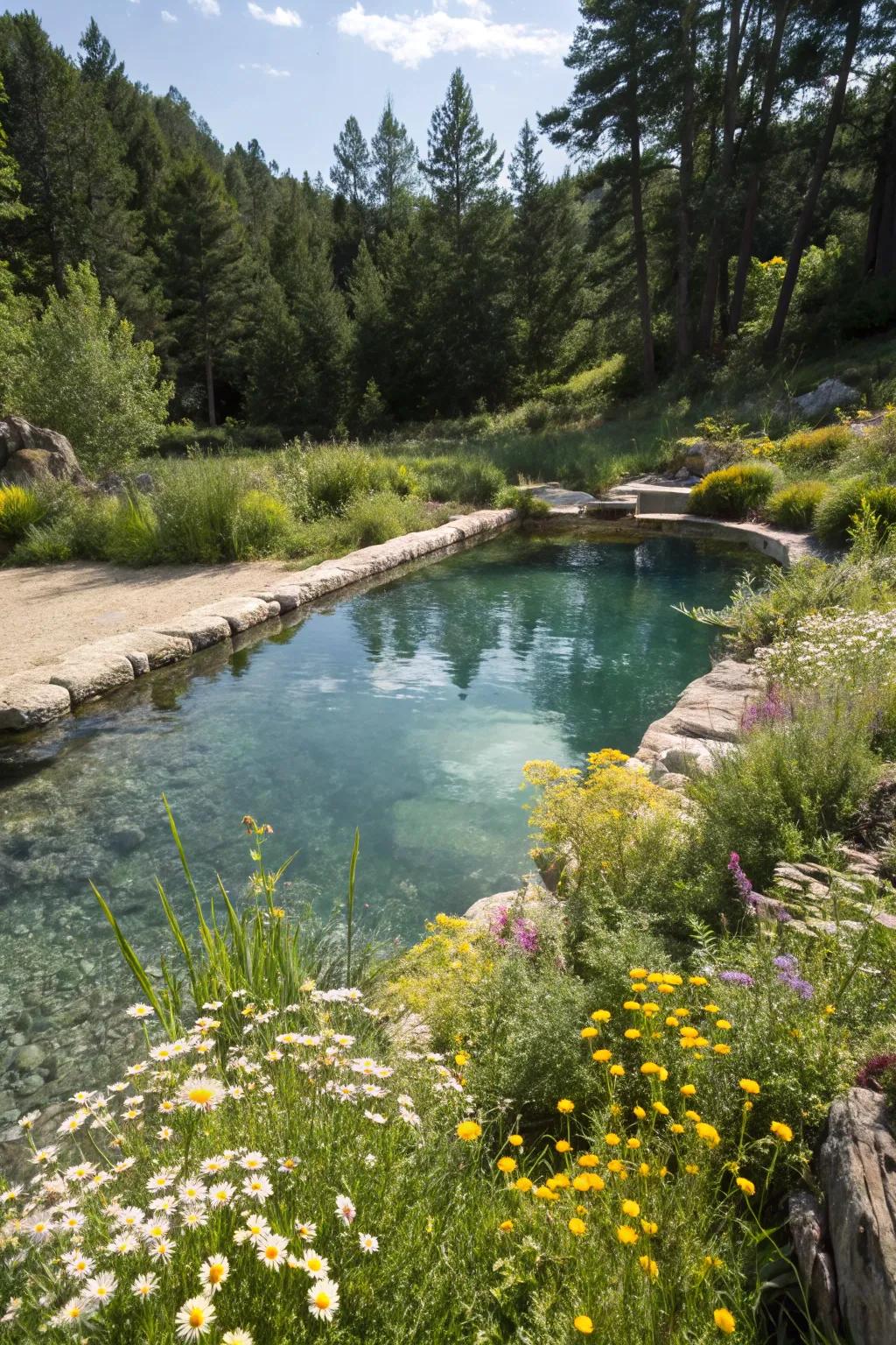 Native plants create a seamless transition from pool to garden.