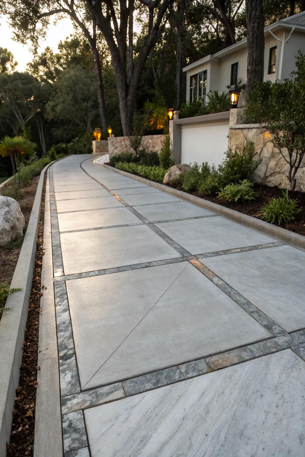 Elevate your driveway with marble-trimmed elegance.