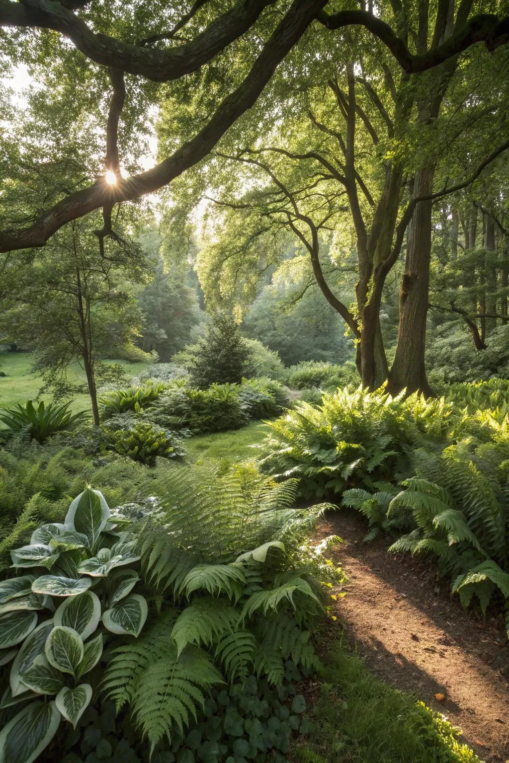 A serene woodland garden retreat.
