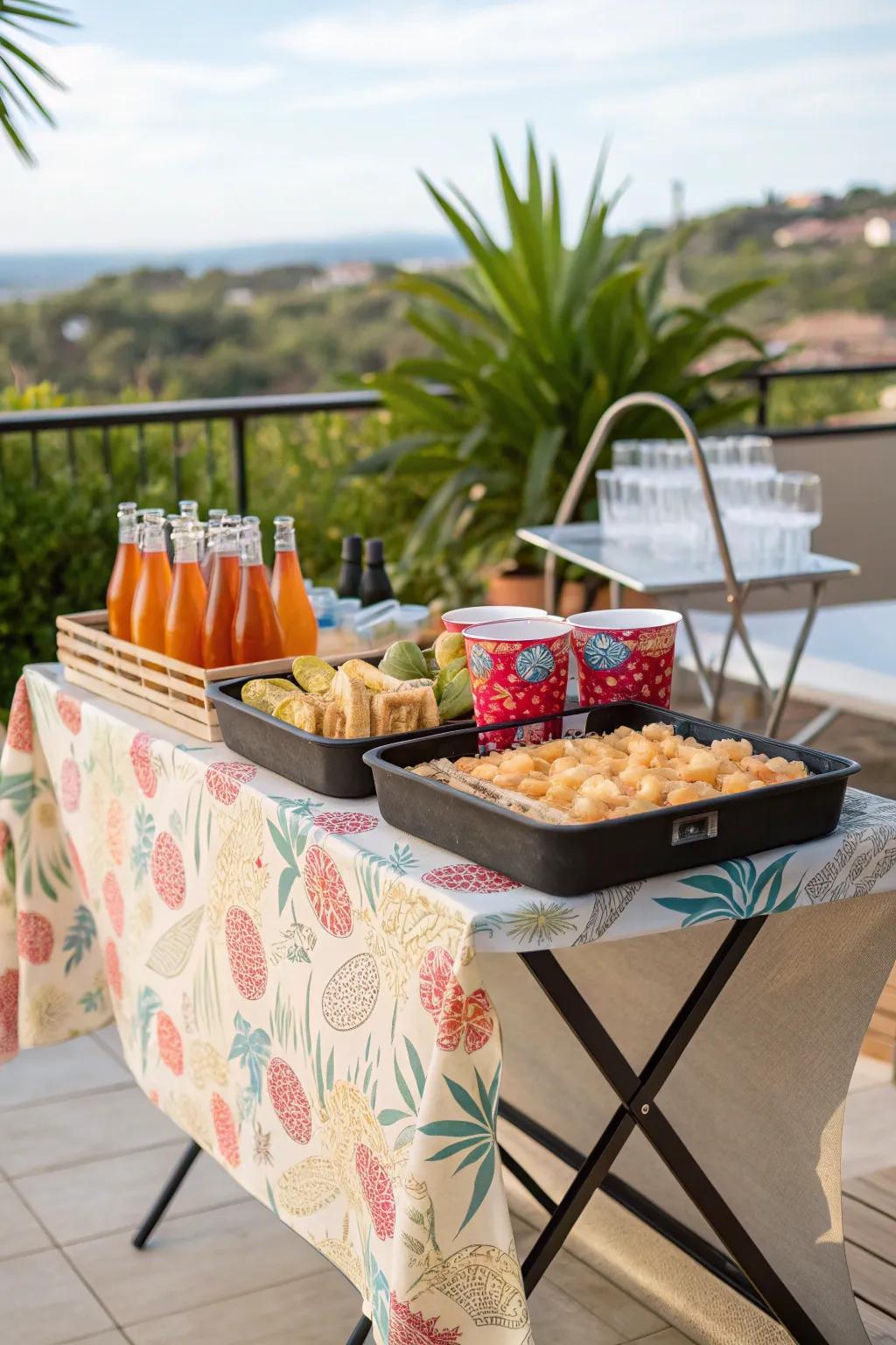 A folding table can easily transform into a stylish bar for any occasion.