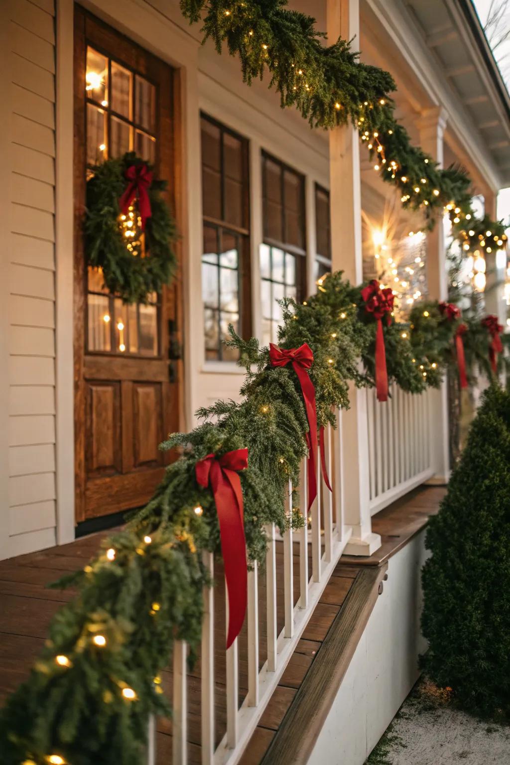 Garlands enhance the home's festive charm.