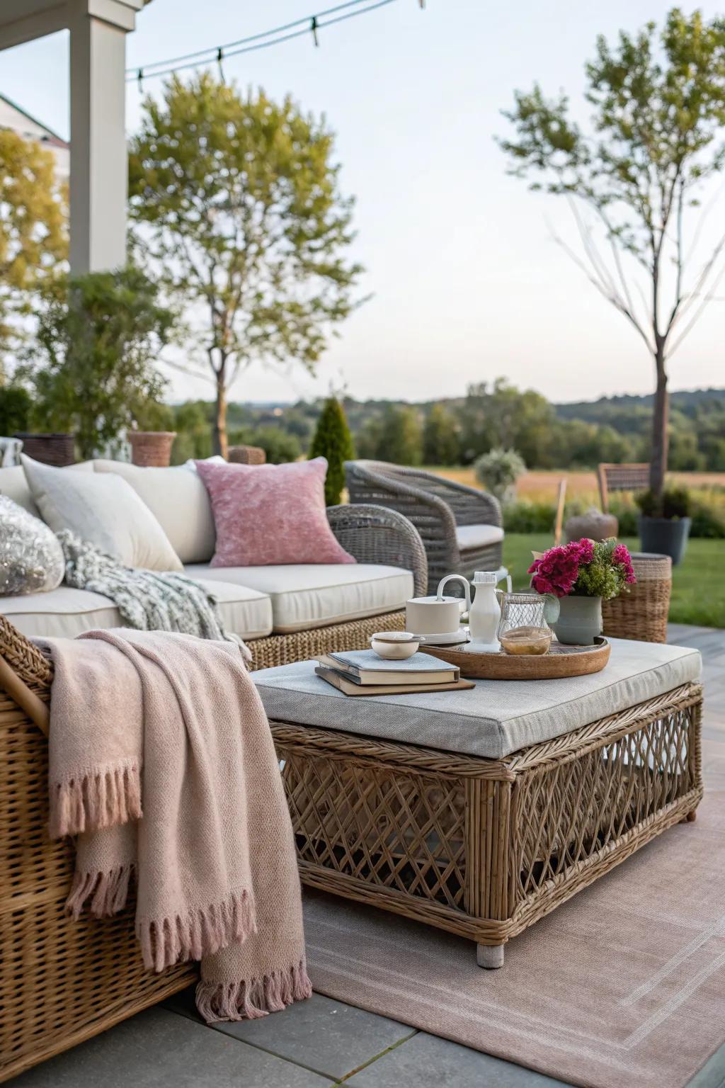 Textured comfort: Wicker adds warmth and style.