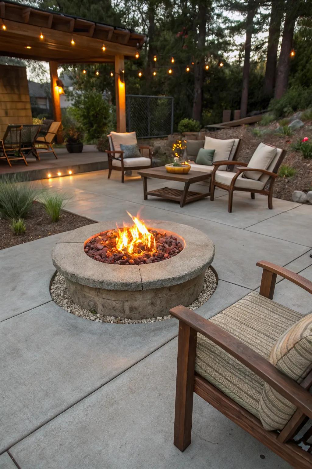 Fire pit patio perfect for cozy evenings.