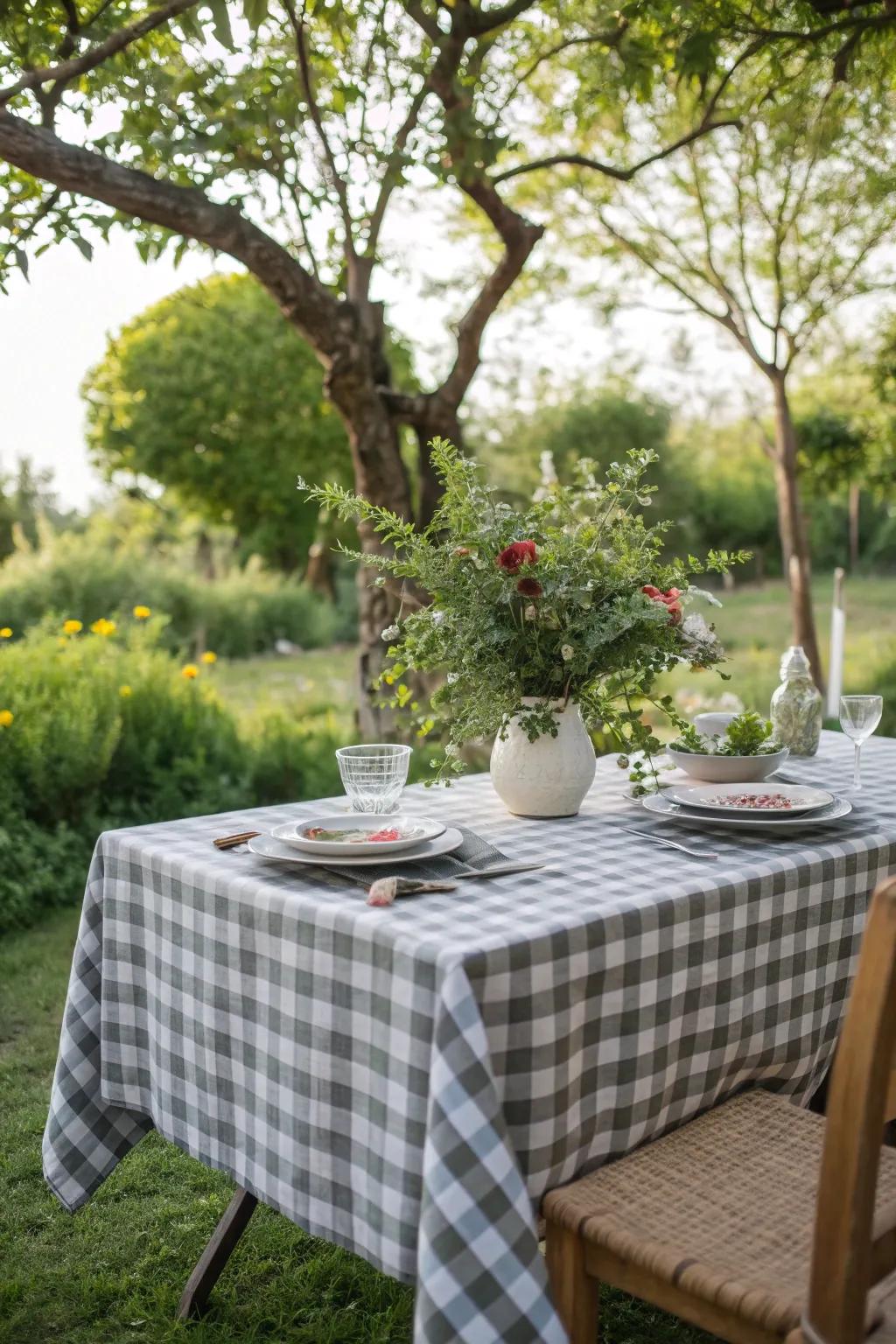 Gingham tablecloths add a classic, nostalgic feel to your outdoor cookout.