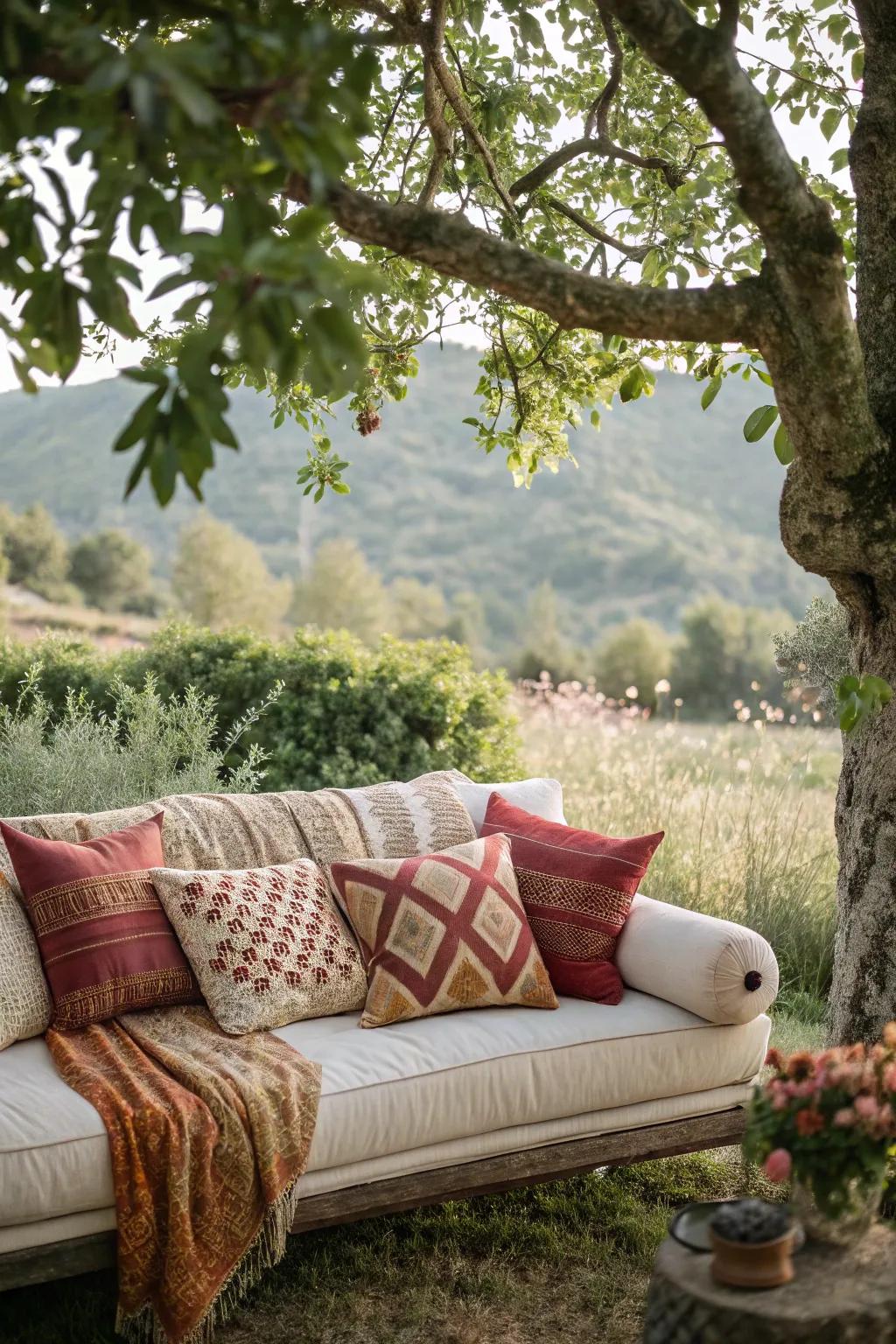 Textured cushions add depth and interest to your seating arrangement.