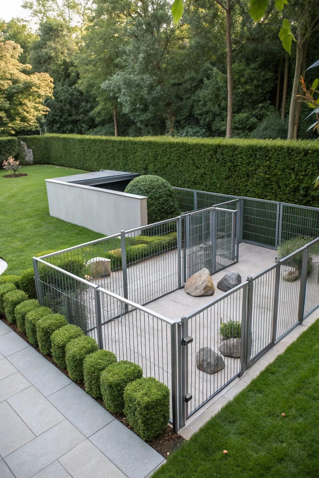 A sleek and stylish modern minimalist dog pen.