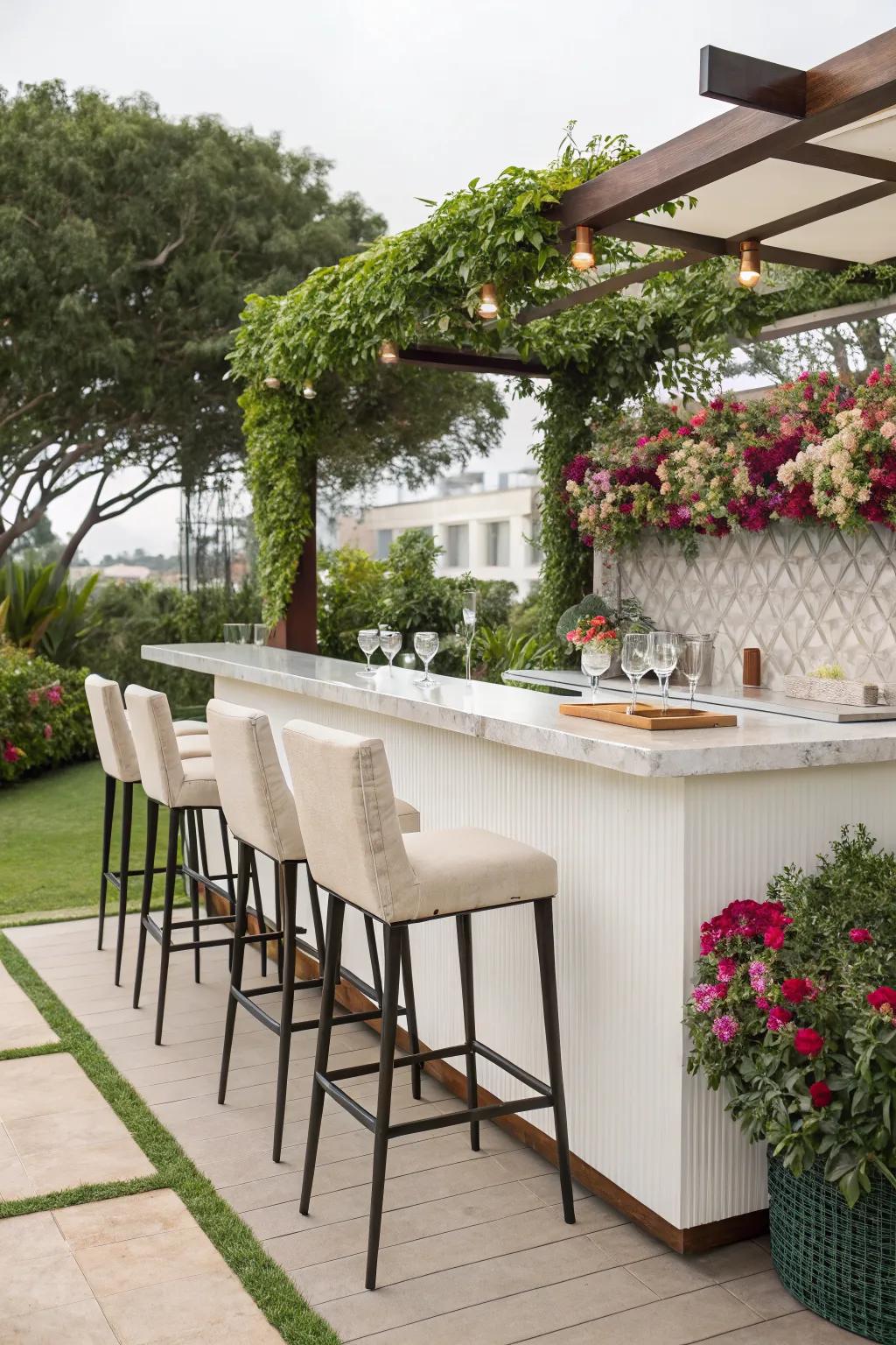 Mix and mingle at your own outdoor bar.