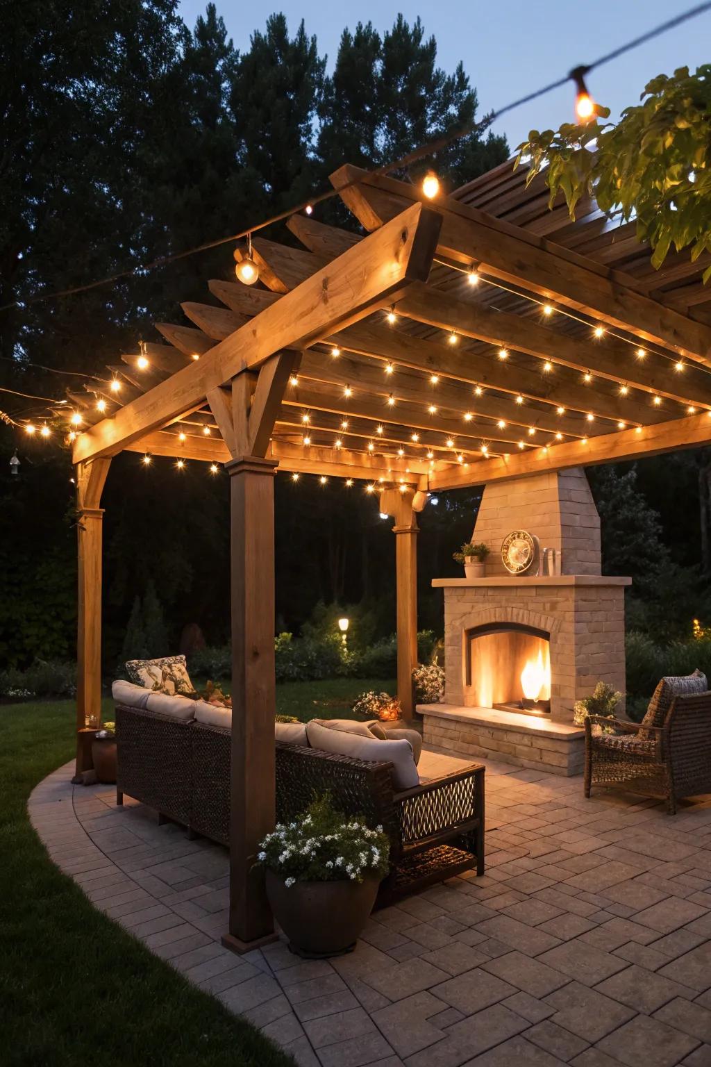 String lights add a magical touch to your pergola.