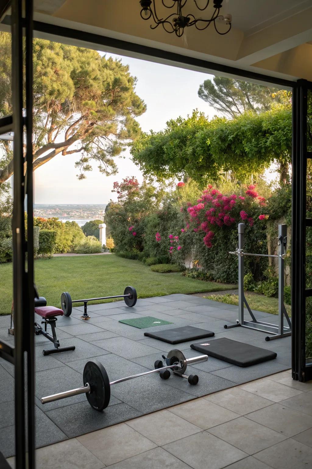 Embrace the outdoors with a liberating open-air fitness zone.