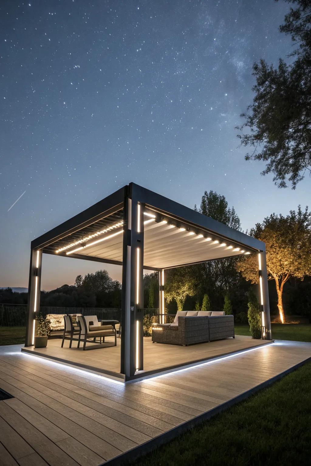 LED strip lights offer a sleek and contemporary vibe.