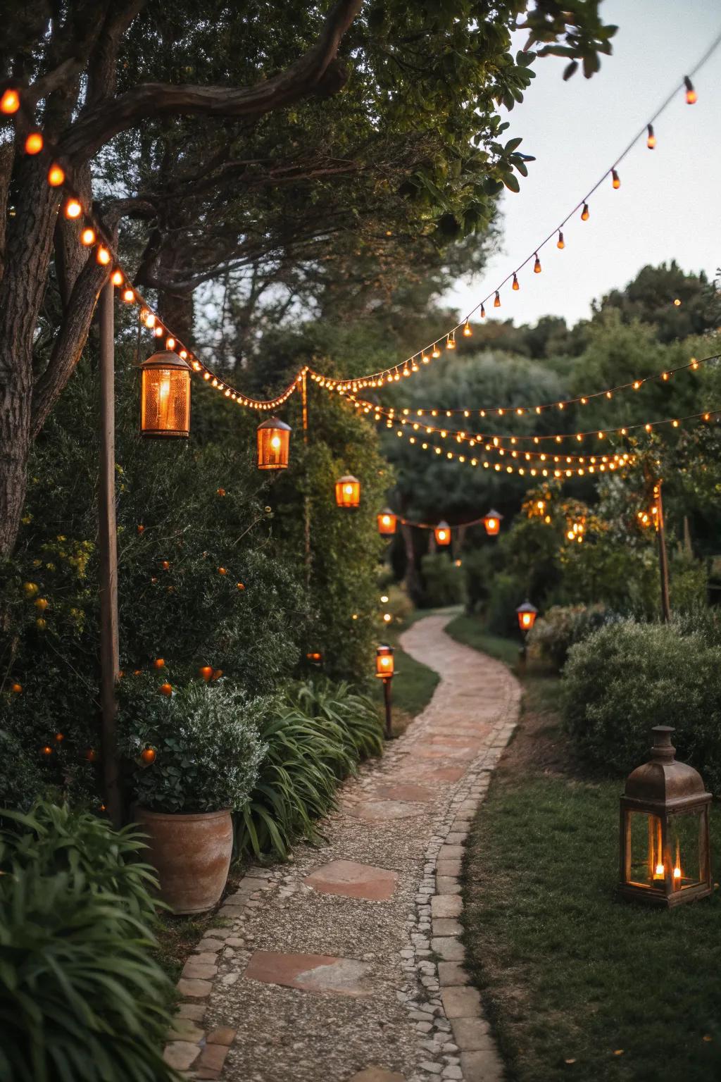 Illuminate your garden path with enchanting lanterns.