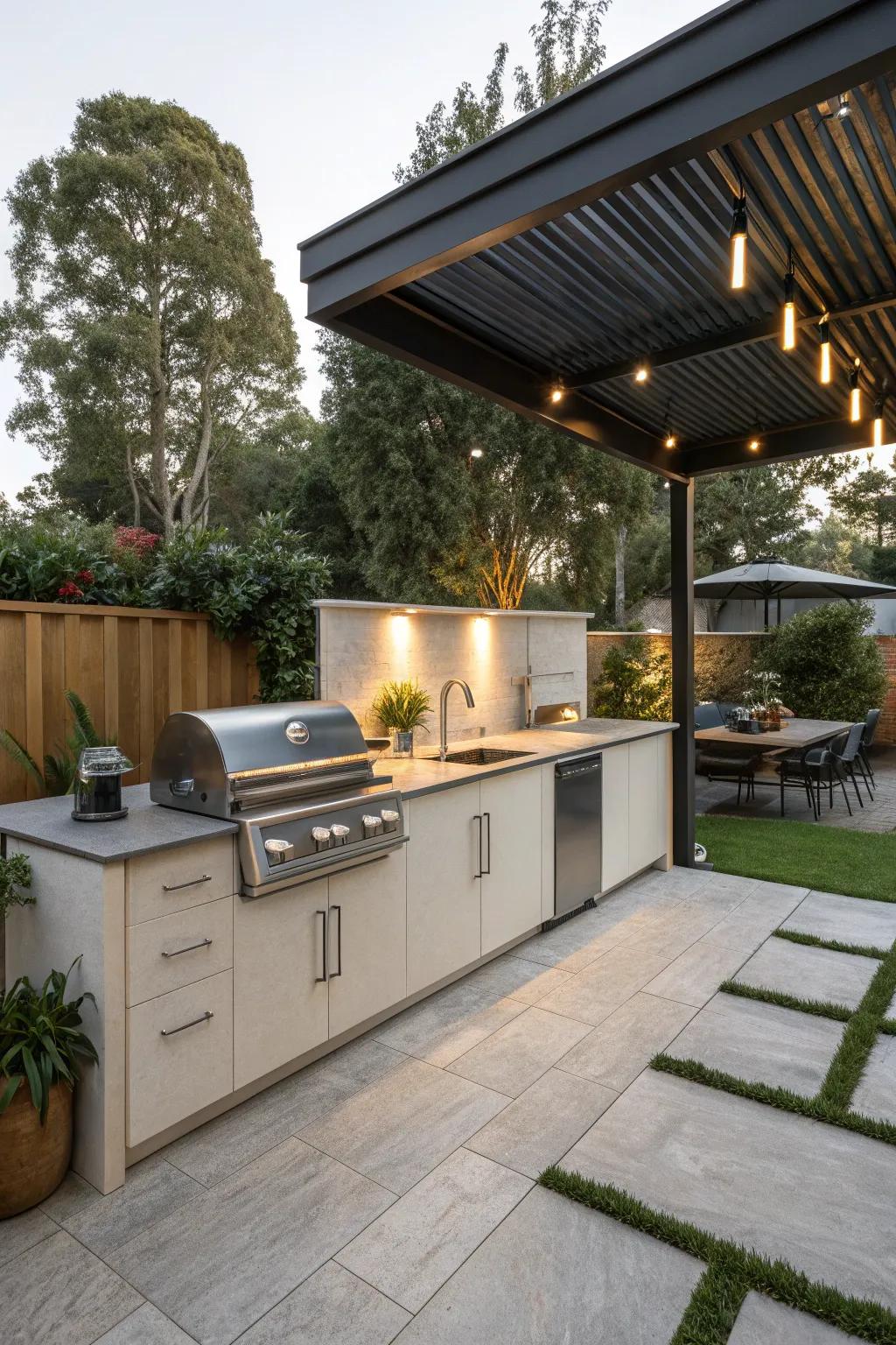 An outdoor kitchen for al fresco dining and entertaining.