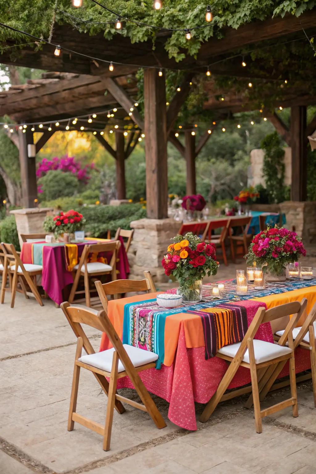 Rustic wooden tables and chairs for a welcoming atmosphere.