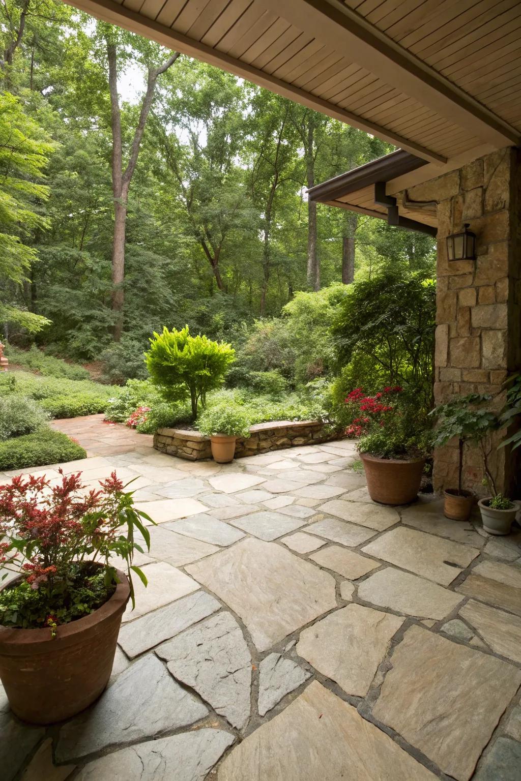 Natural stones provide a classic and durable patio surface.