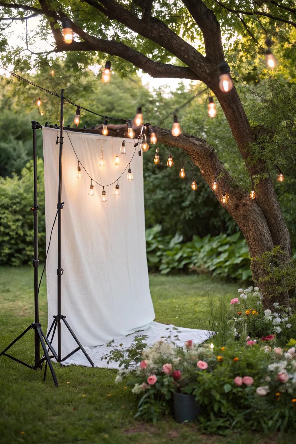 String lights add a magical touch to any outdoor backdrop.