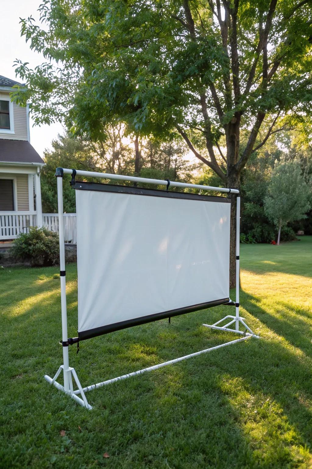 A lightweight, portable PVC pipe frame is perfect for flexible outdoor screenings.