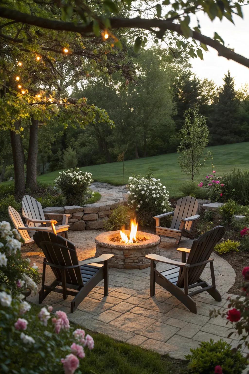 Gather around a cozy fire pit for evening stories and s'mores.