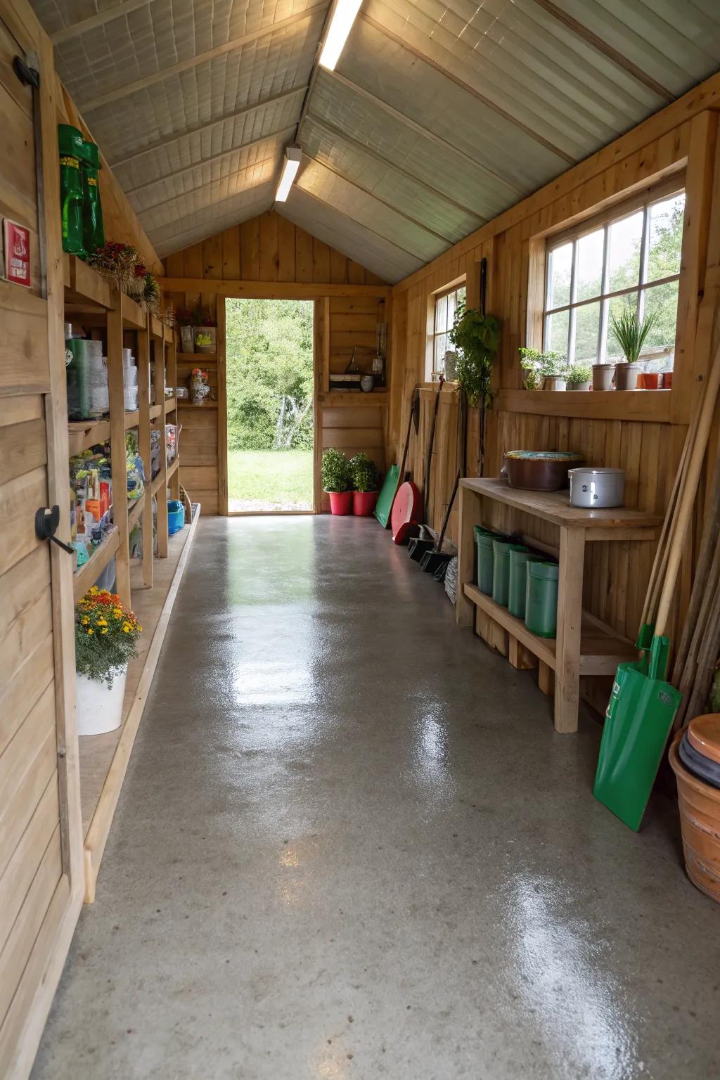 Concrete flooring offers a solid, enduring base for any shed