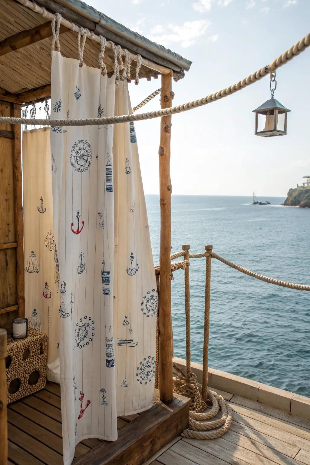 Enjoy ocean vibes with nautical-themed shower curtains.