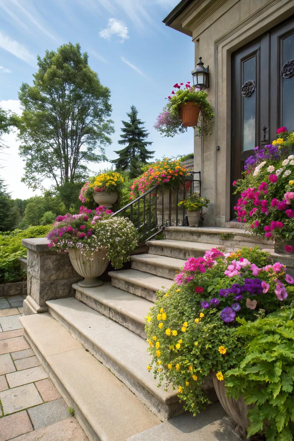 Planter steps that blend gardening with functional design.