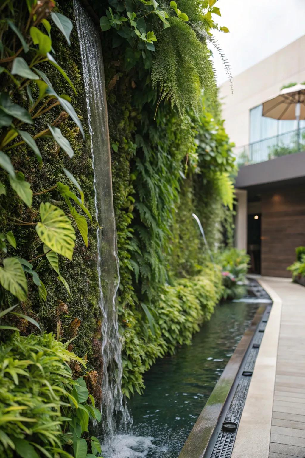 A vertical garden waterfall brings lush life to your walls.