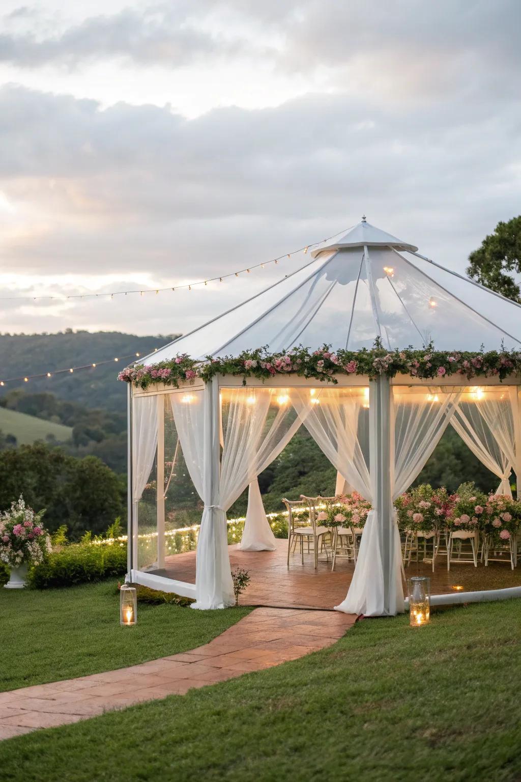 Blend indoor and outdoor with an open-sided tent.