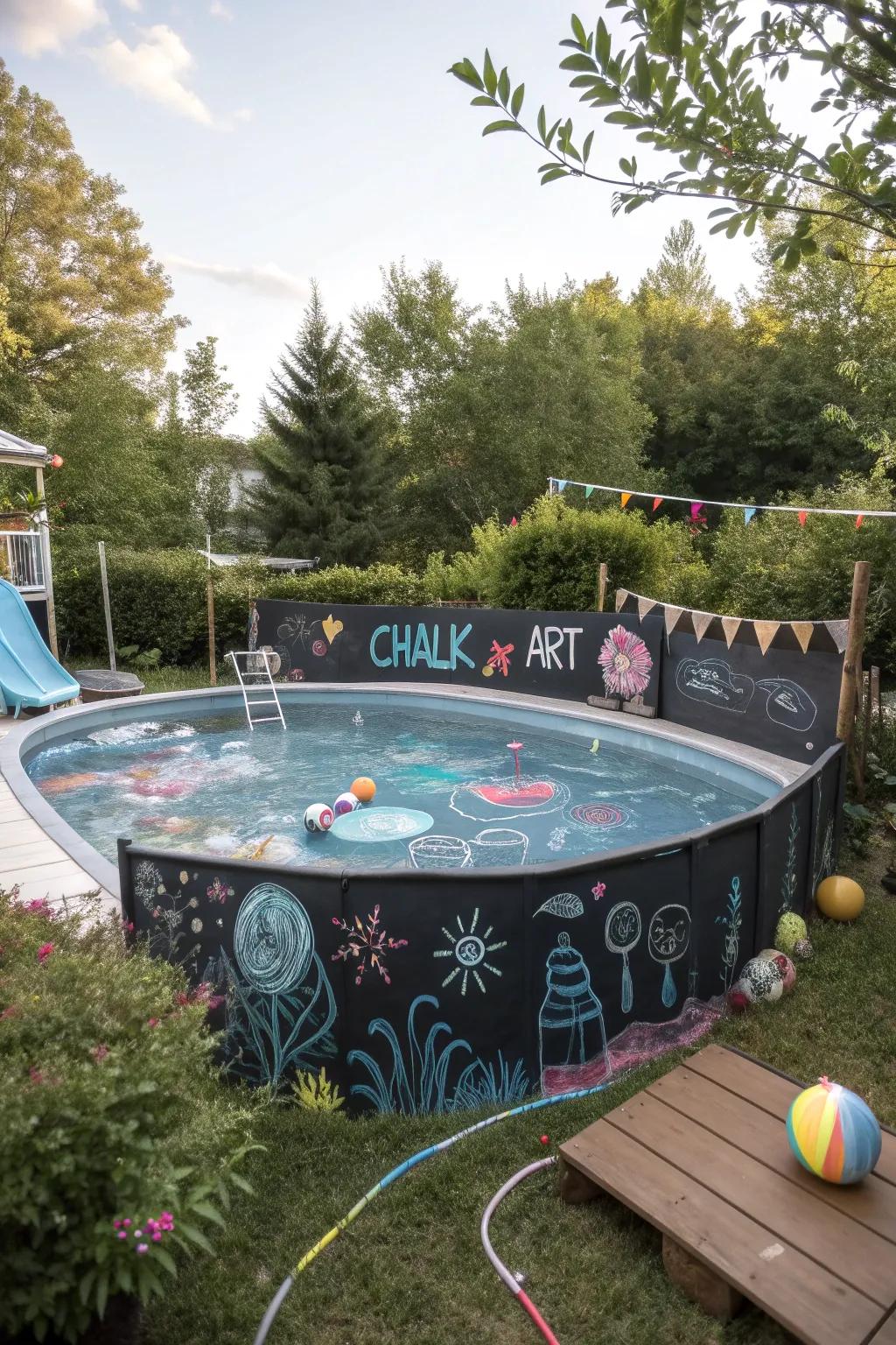 Chalkboard paint turns your pool into an interactive canvas.