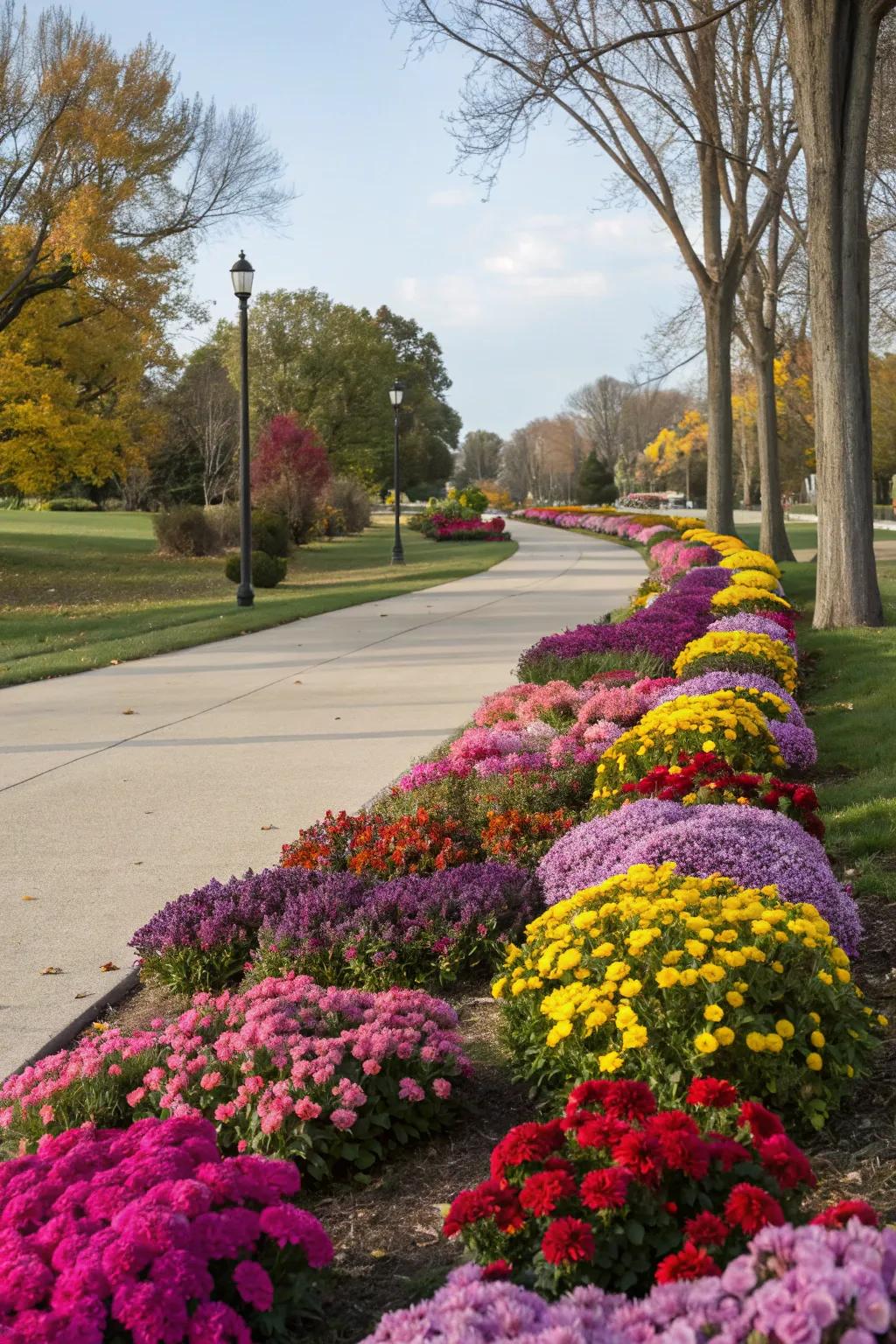 Colorful plant arrangements bring year-round interest to your park strip.