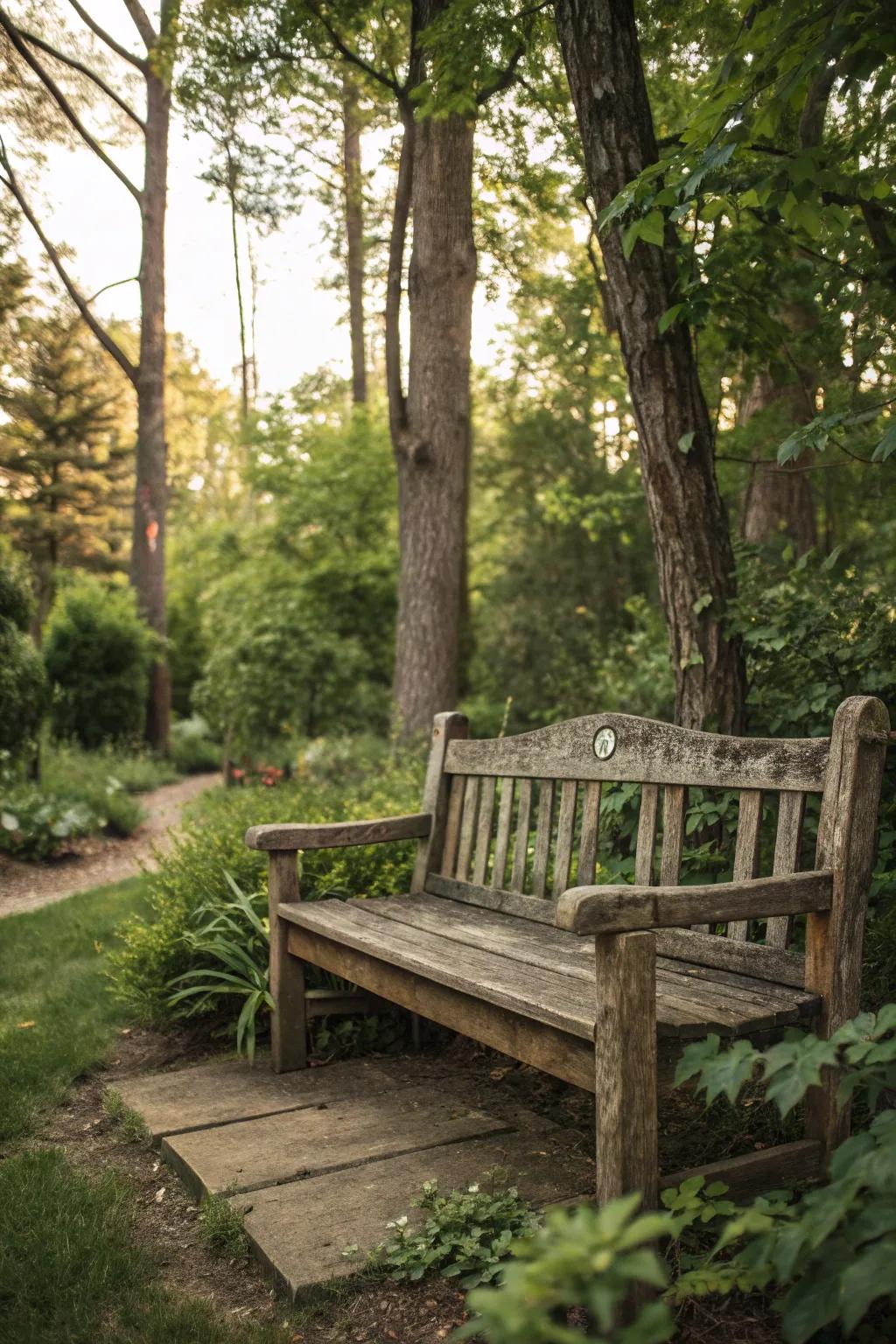 A rustic charm bench made from reclaimed materials.