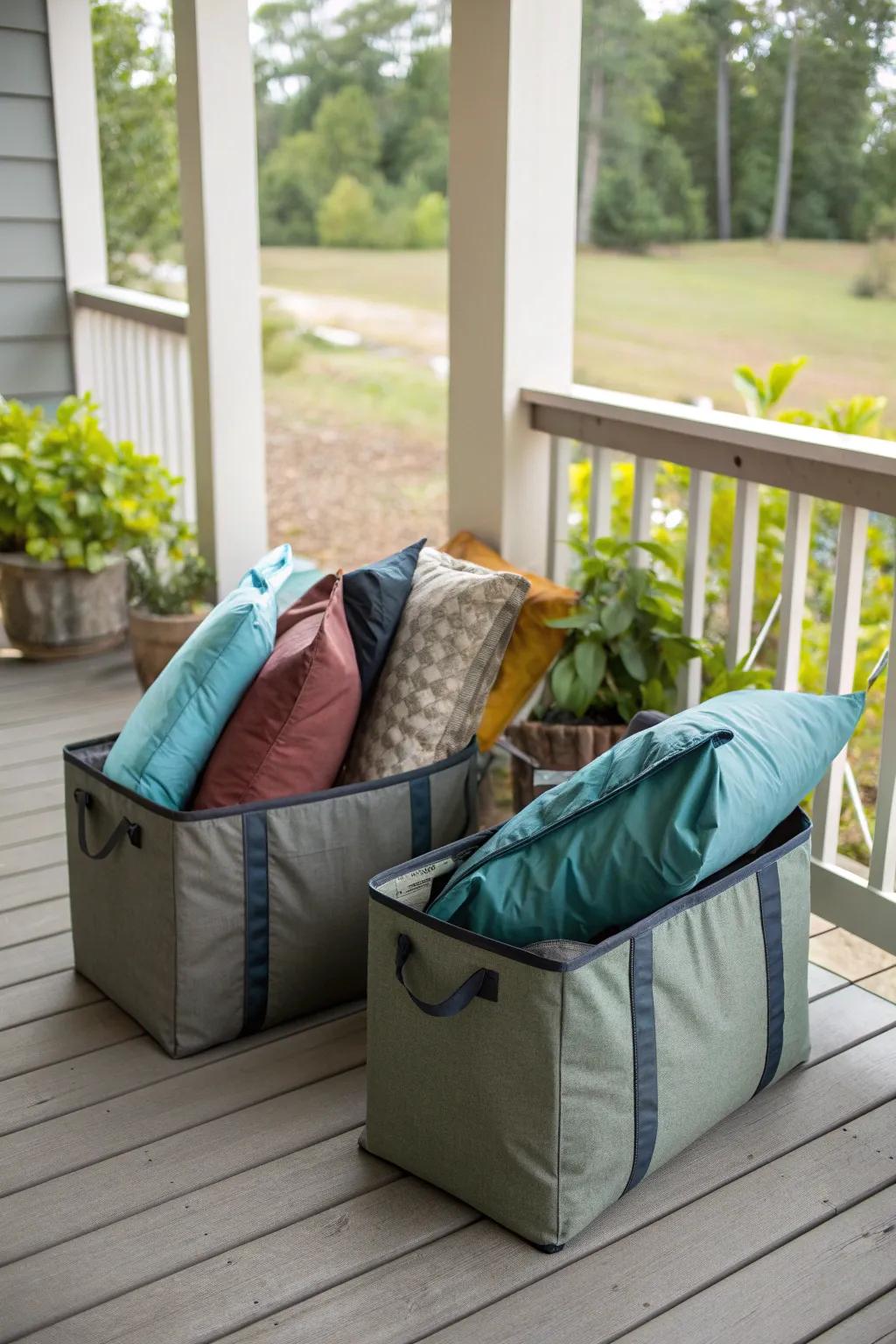 Keep your cushions safe from rain with versatile waterproof storage bags.