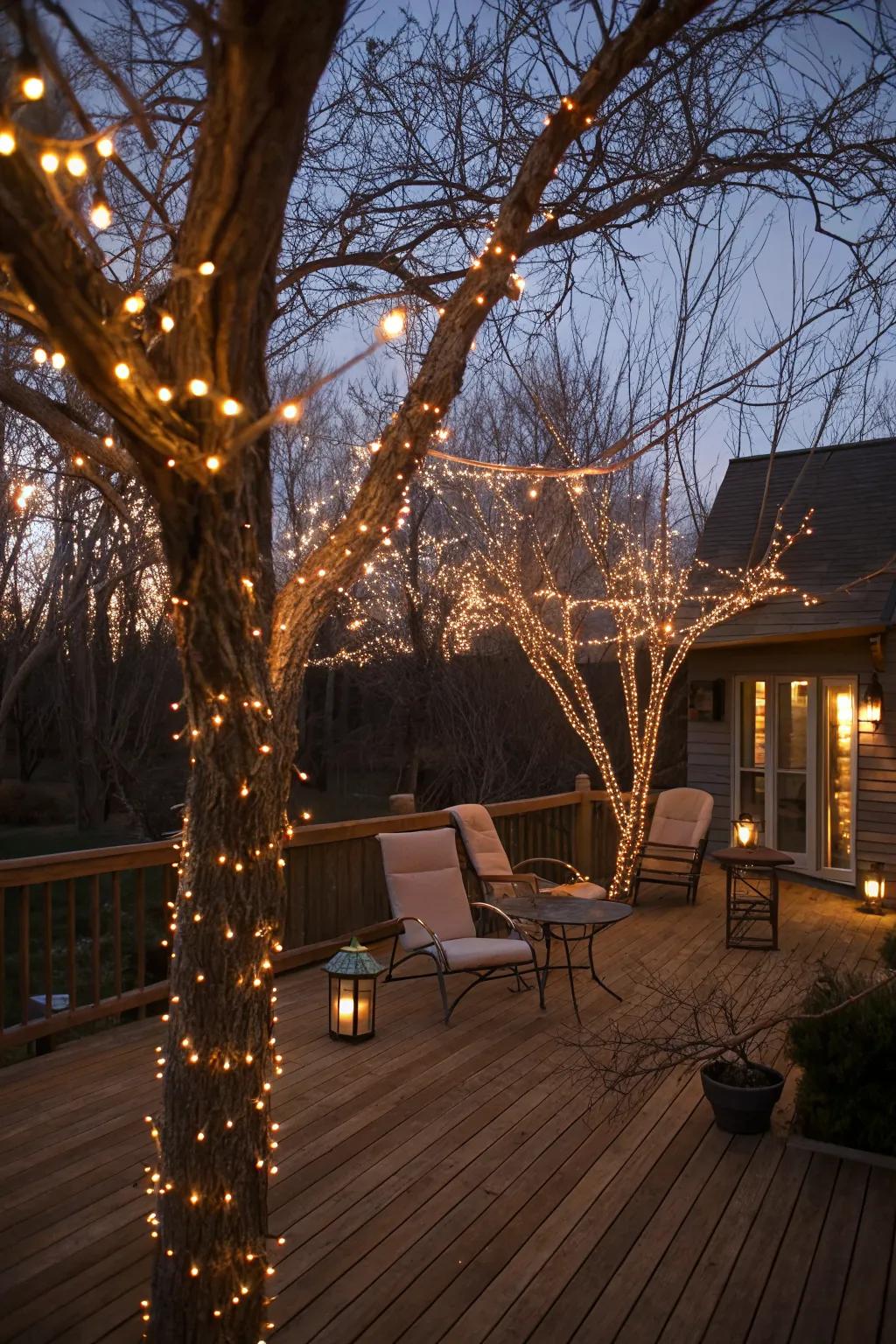 Tree lighting creates a magical, enchanting atmosphere.