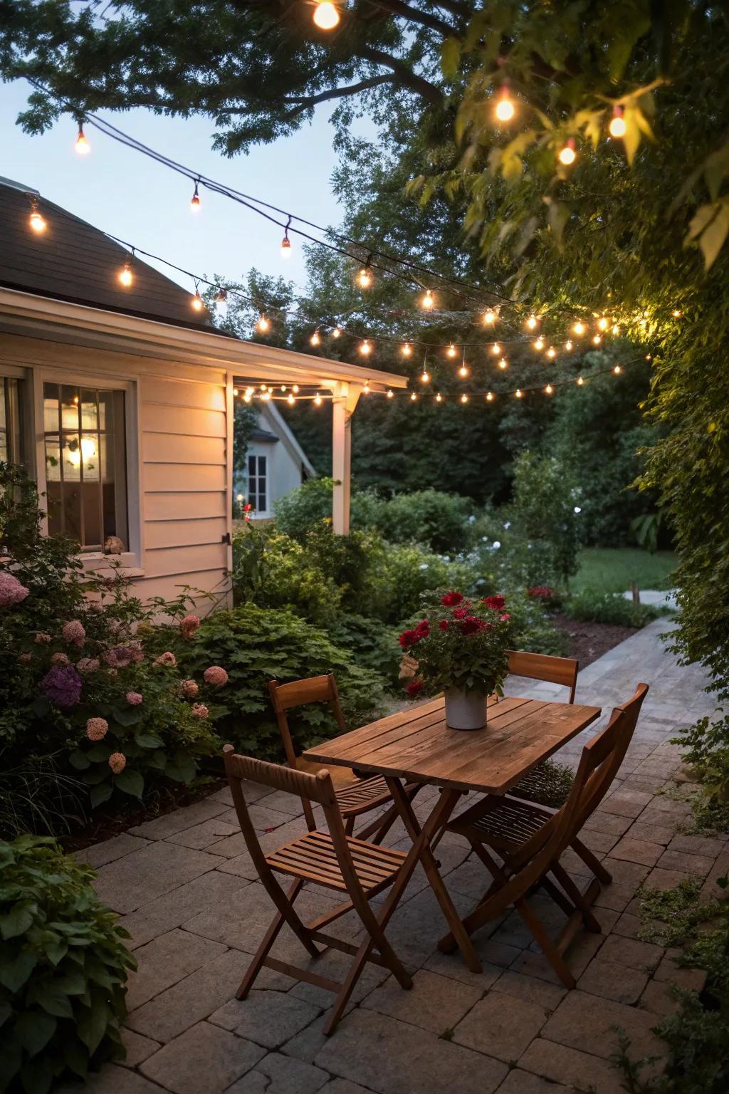 String lights transform your patio into a cozy, enchanting space.